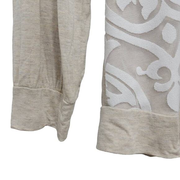 PS Kate Cozycore Top 1X Damask Mesh Oatmeal Long Sleeve Tee - Picture 8 of 10